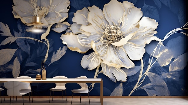 pintura abstrata papel de parede floral arte moderna fundo luxo padrão moderno