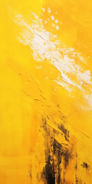 Foto pintura abstrata vibrante com pinceladas intensas em fundo amarelo