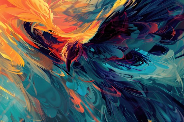 Foto pintura abstrata vibrante de um pássaro perfeita para adicionar um toque de cor a qualquer espaço