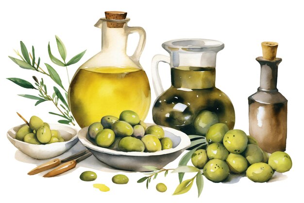 Una pintura de aceite de oliva y aceite de olivo