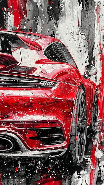 Foto pintura acrílica abstracta moderna de un porsche 911 turbo s