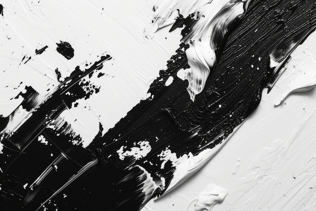 Pintura acrílica abstrata em preto e branco em papel