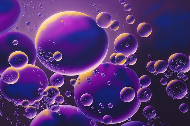 Pintura acrílica de burbujas violetas en degradado