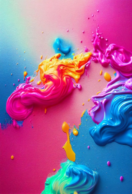 Pintura acrílica colorida en movimiento con formas texturizadas Color del arco iris Fondo de arte abstracto Óleo sobre lienzo Pinceladas ásperas de pintura Primer plano Detalles de alta calidad con mucha textura