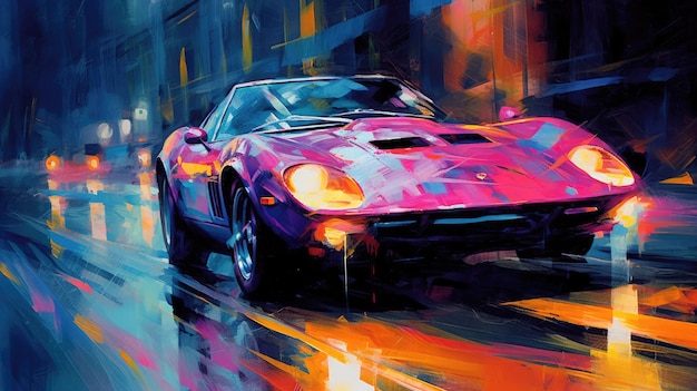 Pintura acrílica de automóveis desportivos