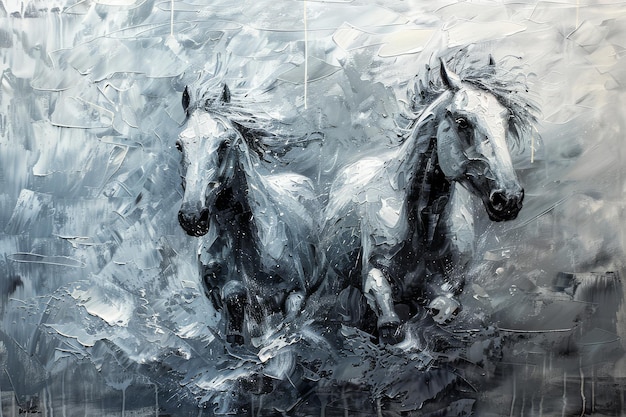 Pintura acrílica de textura abstracta Arte de caballos Fondo moderno