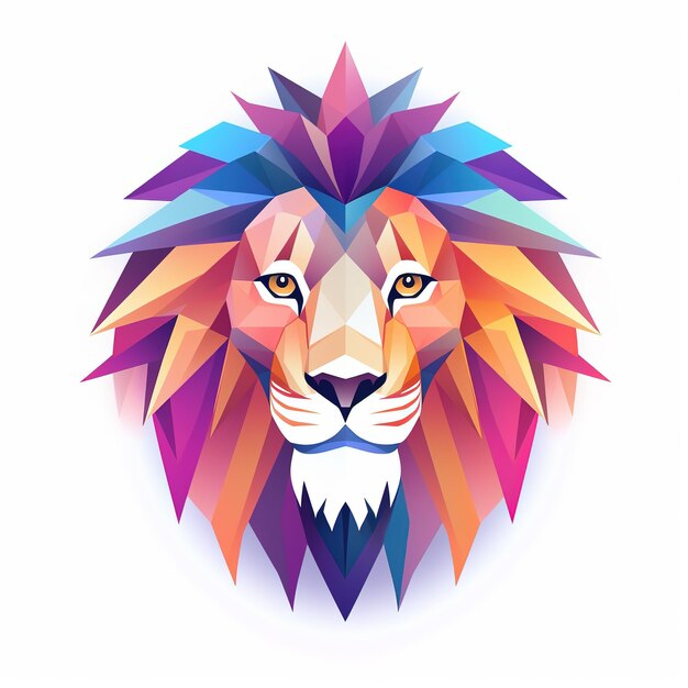 pintura de acuarela abstracta del logotipo de la mascota de la cabeza de león para la camiseta aislada en el fondo blanco
