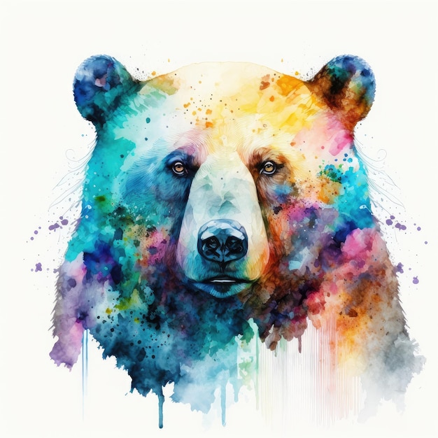 Pintura de acuarela abstracta splash Concepto de oso polar en diseño de vida amplia