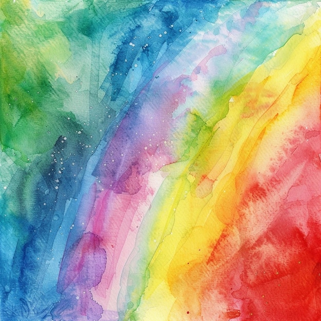 una pintura a la acuarela de un arco iris con colores de arcoíris