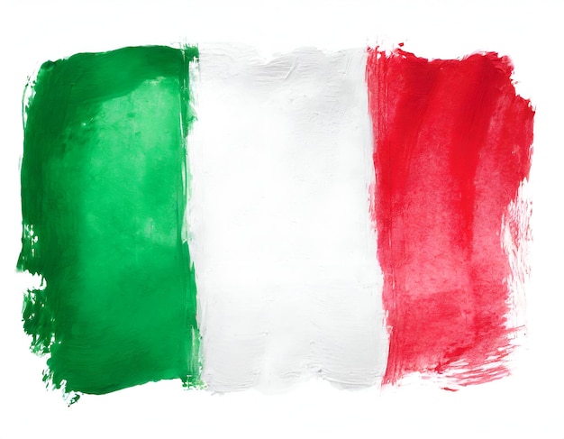 Pintura en acuarela de la bandera de Italia