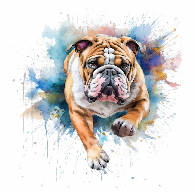 Una pintura de acuarela de un bulldog acostado Imagen generativa de IA