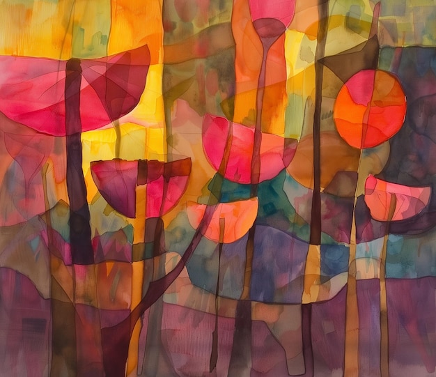 Pintura acuarela colorida abstracta