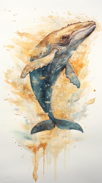 una pintura a la acuarela de un delfín con una mujer en un traje de pez.
