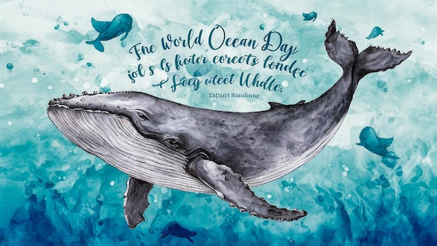 Foto una pintura en acuarela del día mundial del océano