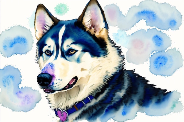 Pintura de acuarela del enérgico y leal Alaskan Husky A True Sled Dog and Outdoor Companion