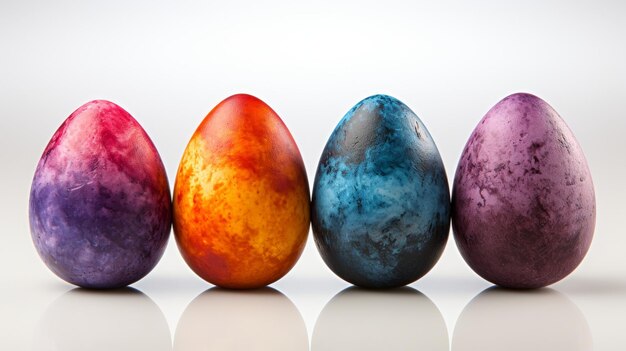 Pintura de acuarela de estilo espacial conjunto de huevos de Pascua en blanco