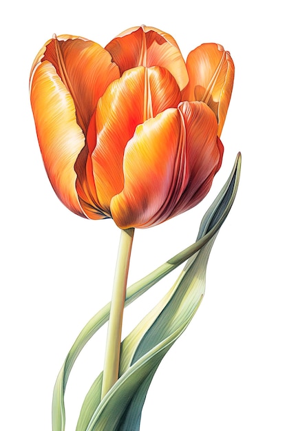 Pintura de acuarela de estilo vintage de una flor de tulipán IA generativa