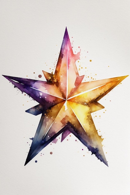 Una pintura de acuarela de una estrella con la palabra estrella en ella.