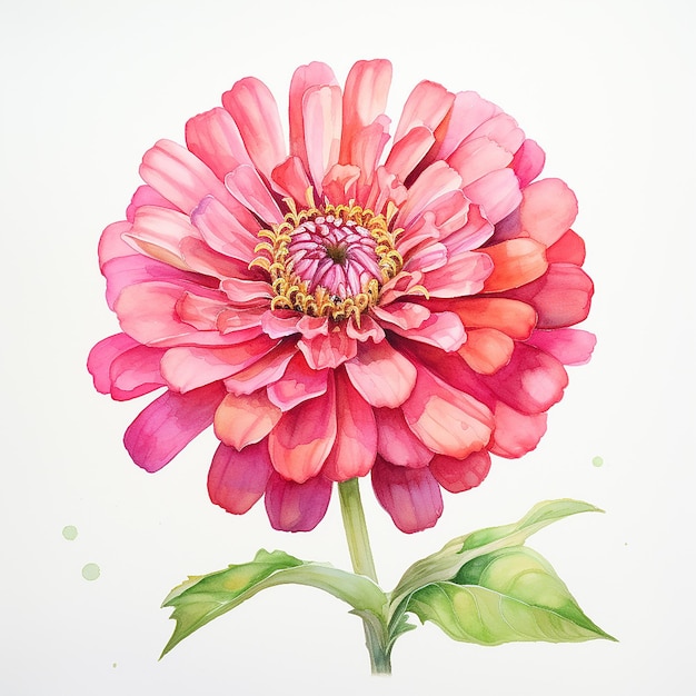 Foto una pintura de acuarela de flores de zinnia