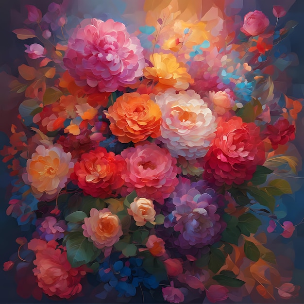 Pintura acuarela de flores.