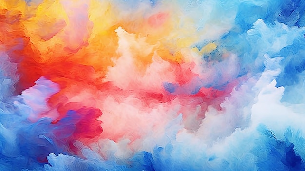 Pintura en acuarela con fondo abstracto multicolor