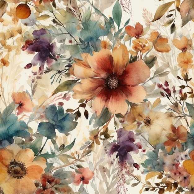 Una pintura de acuarela de un fondo floral.