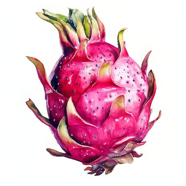 Una pintura de acuarela de una fruta del dragón.