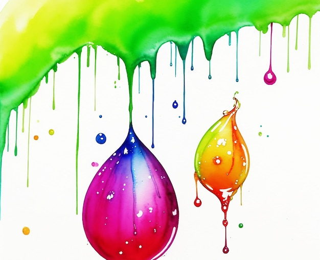 Foto pintura en acuarela de gotas de agua multicolores naturales en papel imagen de papel tapiz hd