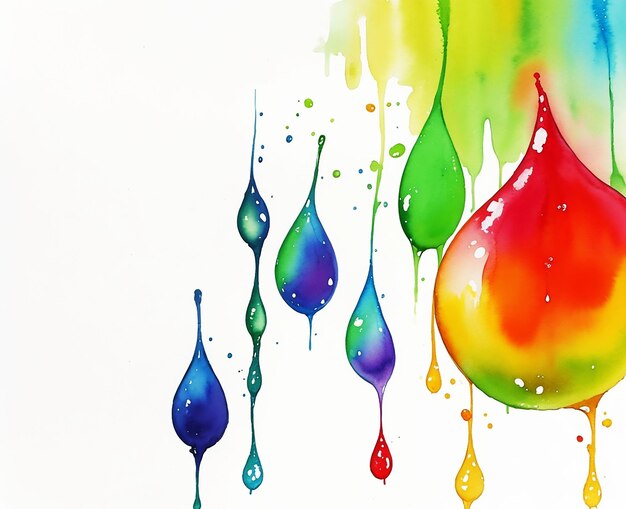 Foto pintura en acuarela de gotas de agua multicolores naturales en papel imagen de papel tapiz hd