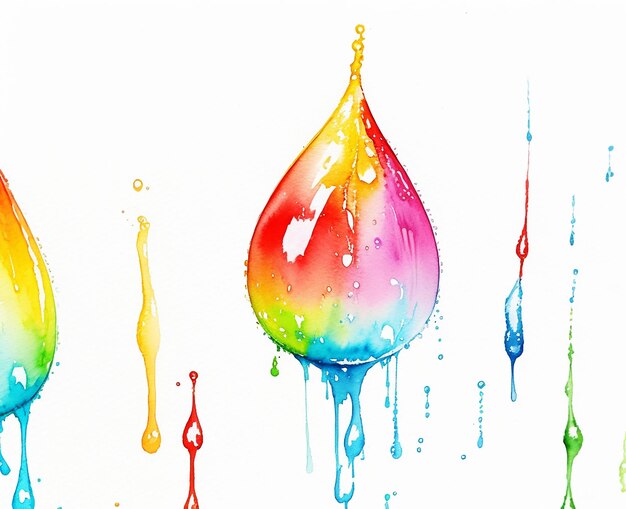 Foto pintura en acuarela de gotas de agua multicolores naturales en papel imagen de papel tapiz hd