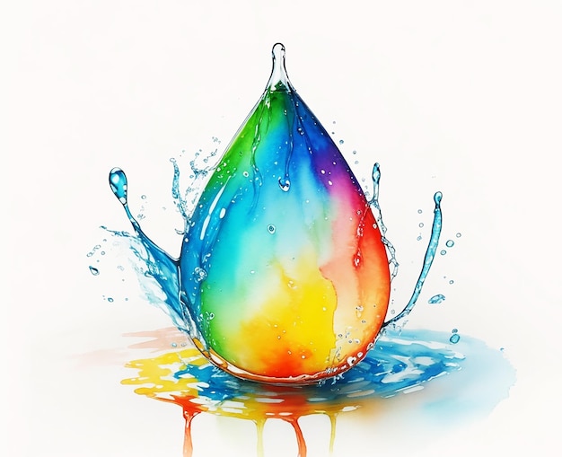 Pintura en acuarela de gotas de agua multicolores naturales en papel imagen de papel tapiz HD