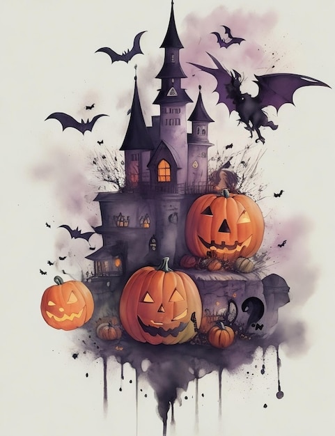 pintura de acuarela de Halloweens Factitive