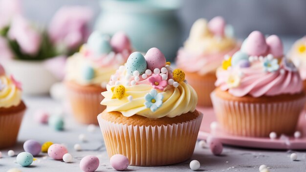 Foto pintura en acuarela de huevos de pascua tarjeta de felicitación de pascua