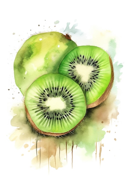 Foto una pintura de acuarela de kiwi