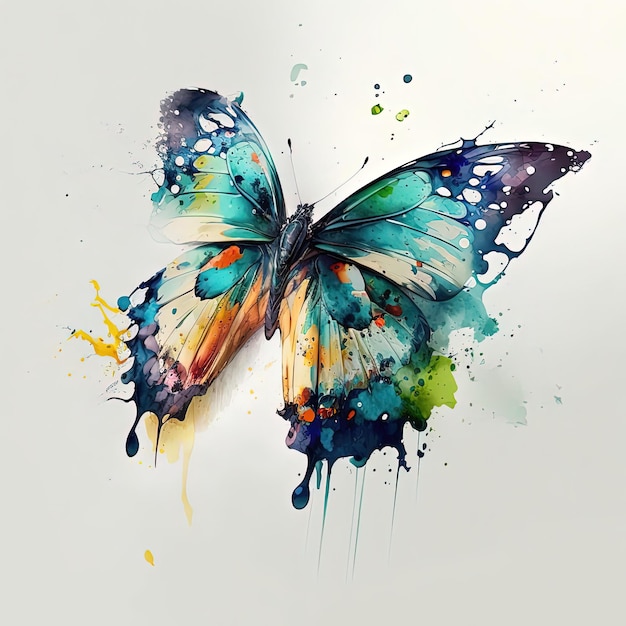 Una pintura de acuarela de una mariposa con la palabra mariposa.