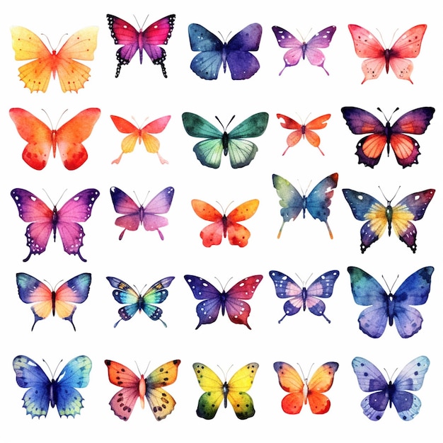 Una pintura de acuarela de mariposas.