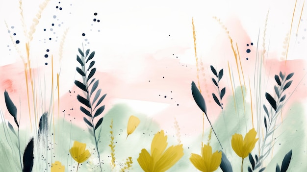 Pintura de acuarela minimalista Acuarela de flores
