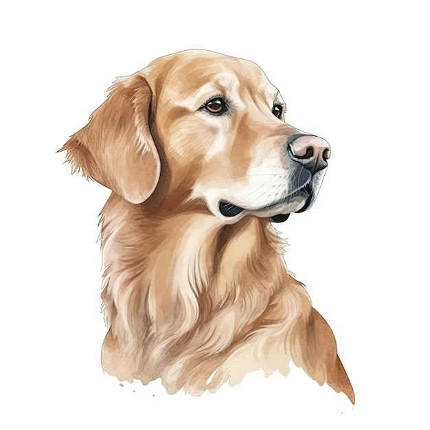 Pintura de acuarela minimalista Golden Retriever con colores pastel suaves