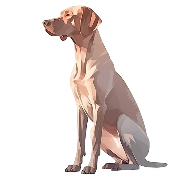 Pintura de acuarela minimalista de un perro Vizsla en colores pastel suaves sobre fondo blanco