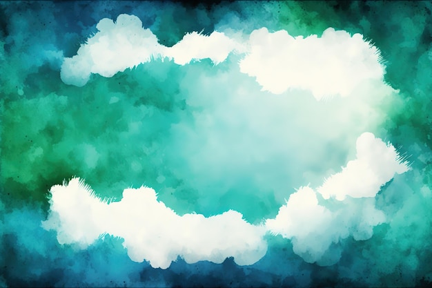 Una pintura de acuarela de nubes con las palabras "nube" en la parte inferior.