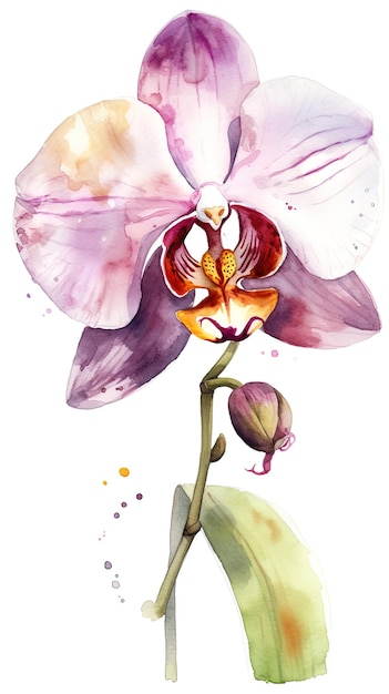 una pintura de acuarela de una orquídea con las palabras orquídeas.