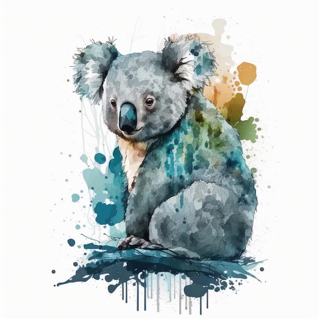 Una pintura de acuarela de un oso koala.