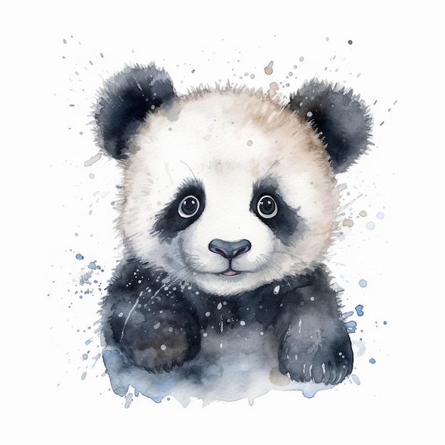 Una pintura de acuarela de un oso panda.