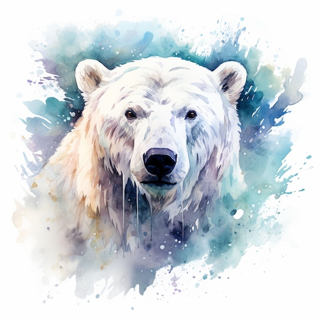 pintura de acuarela de oso polar