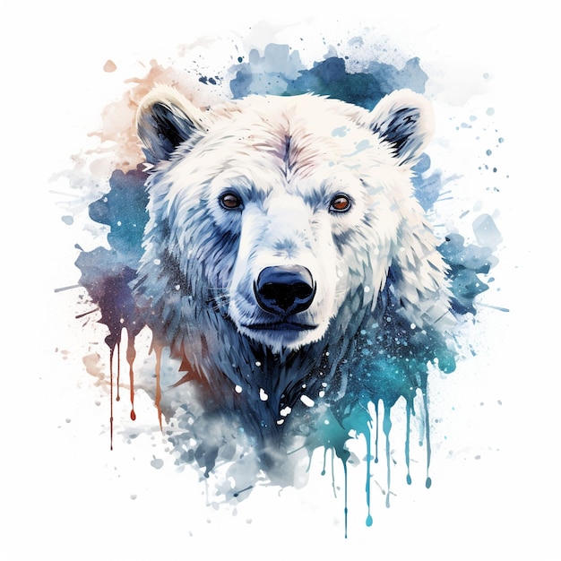 pintura de acuarela de oso polar