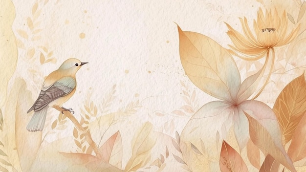 Una pintura de acuarela de un pájaro en una rama