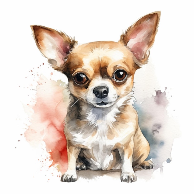 Una pintura de acuarela de un perro chihuahua.