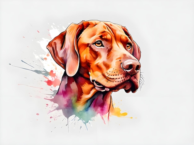 Una pintura en acuarela de un perro de color salpicaduras multicolor arte digital abstracto fondo blanco