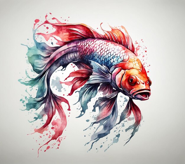 pintura en acuarela de un pez dorado ilustración vectorial dibujada a mano