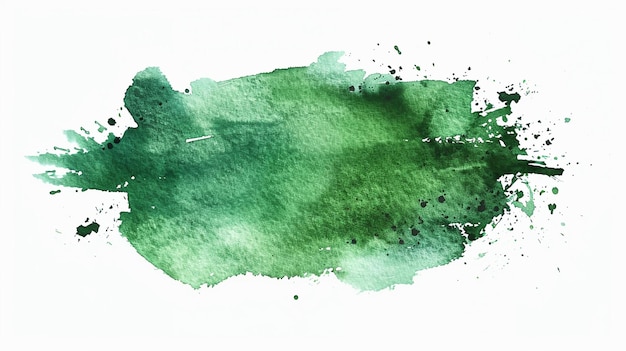 Pintura de acuarela de pincel verde aislada sobre un fondo blanco